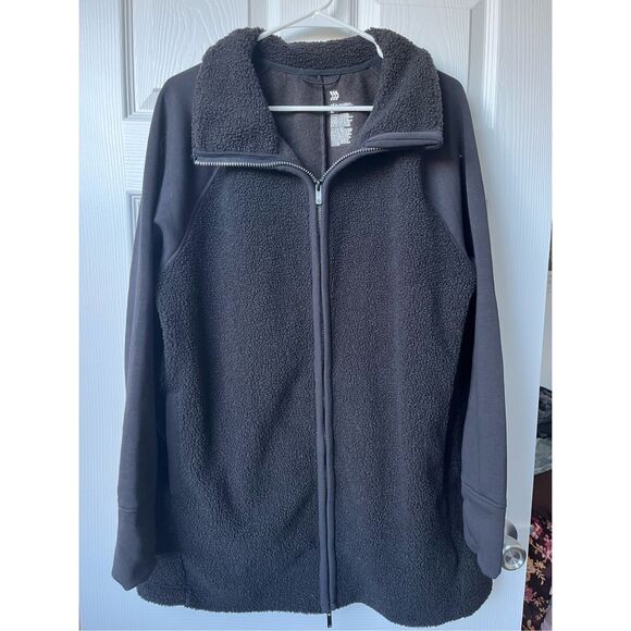 All in Motion Jacket Zip Up XL Womens Black Teddy Thumb Holes Winter Double Zip - Picture 1 of 6